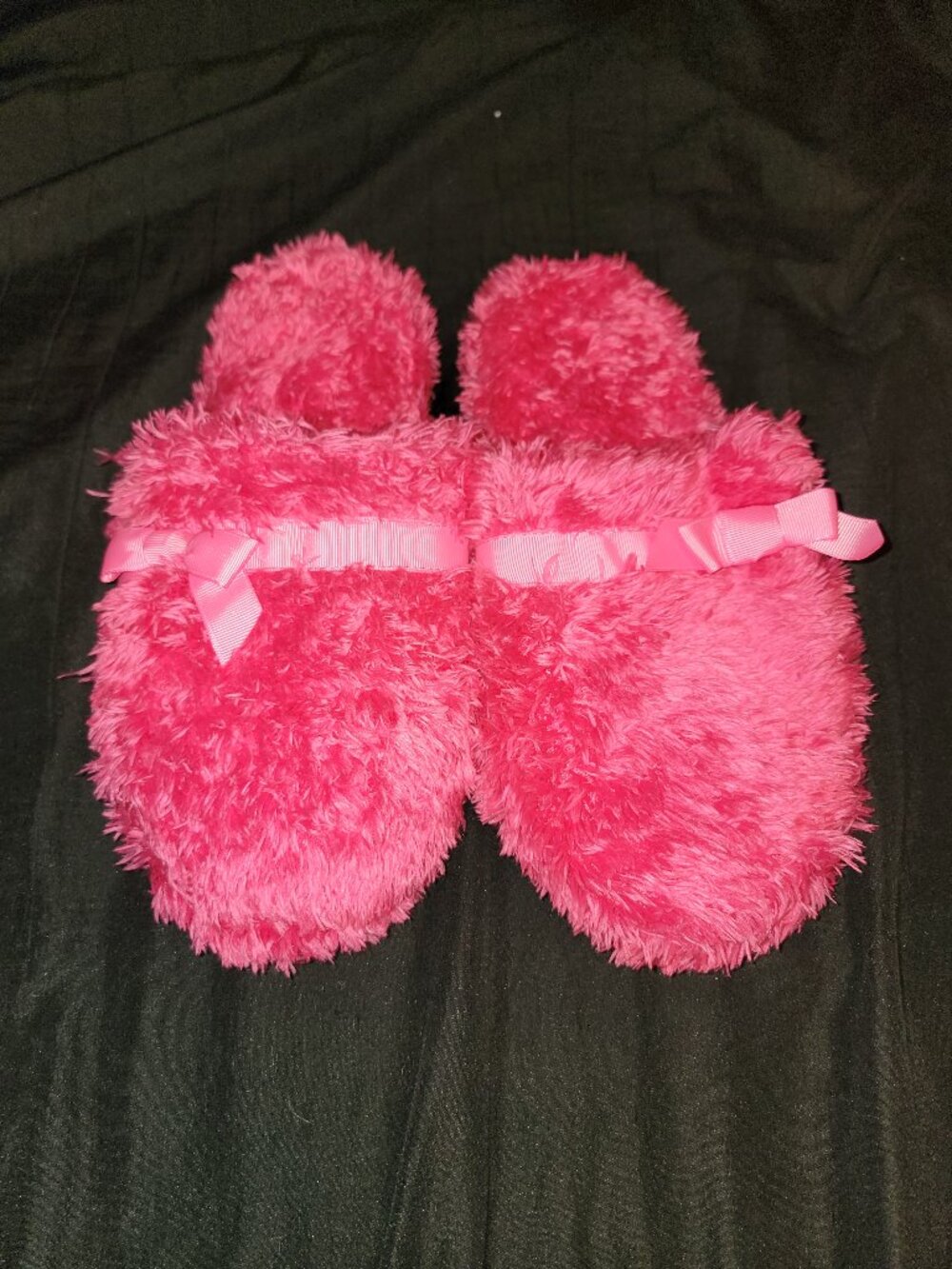 Vanity Hot Pink Fuzzy Scuff Slippers Large Hard To Find!